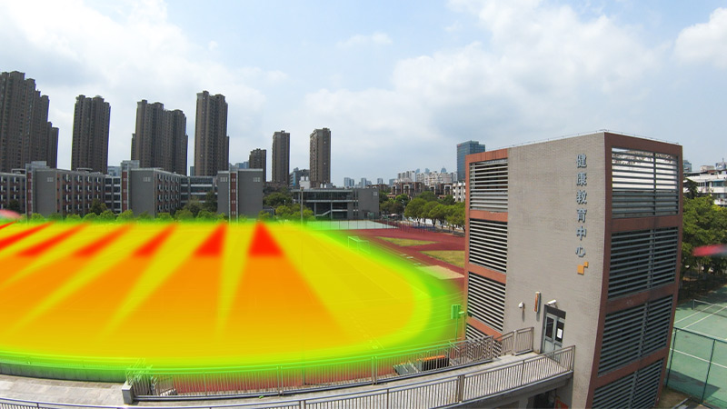 靜音操場音柱，定向發聲示意圖