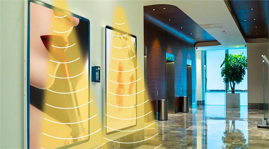 數字廣告標牌定向音響，定向發聲示意圖