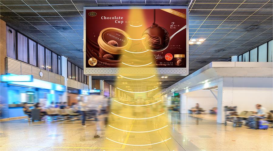 廣告數字標牌定向音響，定向發聲示意圖