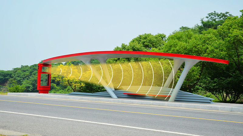 公交站臺集成定向音響，定向發(fā)聲示意圖