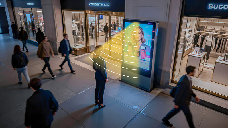 戶外美妝大屏集成定向揚聲器，定向發聲，不干擾周圍聲環境