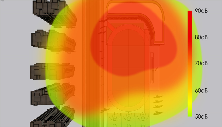 校園定向廣播系統(安靜操場系統)聲場改造對比圖