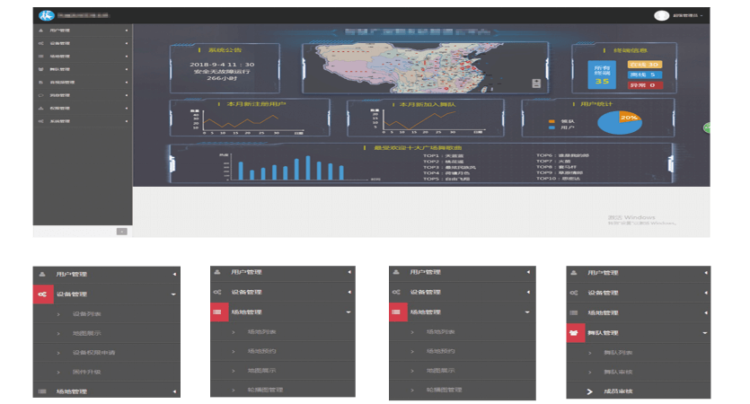 智慧廣場舞系統(tǒng)后臺(tái)應(yīng)用頁面圖